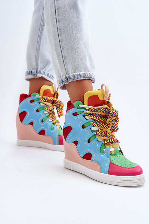 Dámské tenisky na podpatku multikolor leopard