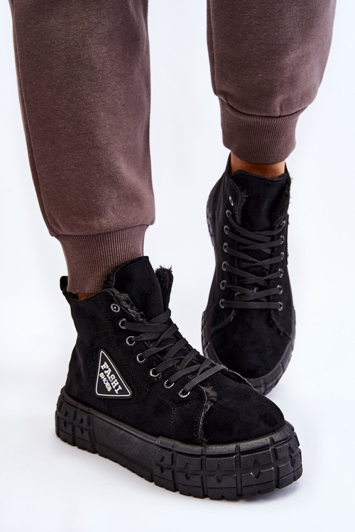 Vysoce zateplené semišové tenisky Černé Evren