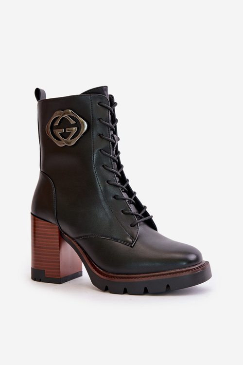 Zateplené Dámské Boty Na Podpatku Černé Vinceza 58359