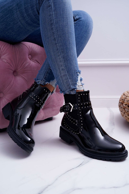 Dámska plochá päta, teplý lakovaný verre