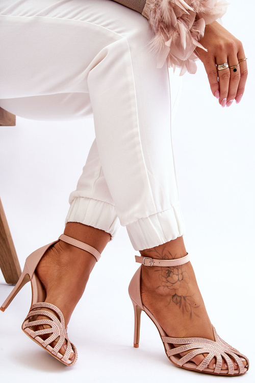 Fashion Vysoké podpatky s kamínky Světle béžová Jaylen