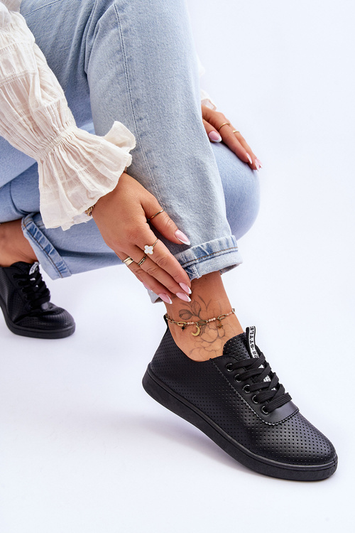 Dámska čipka na otvorené dielo -tenisky Black Carinel