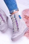 Dámske tenisky Lu Boo Gray Suede s dúhovými reťazcami Monica