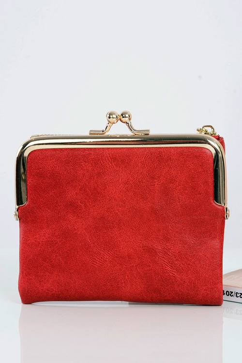 Mała Damska Czerwona Portmonetka Na Bigiel