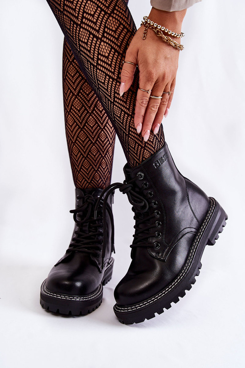 Dámské kozačky na platformě Big Star KK274538 Černé