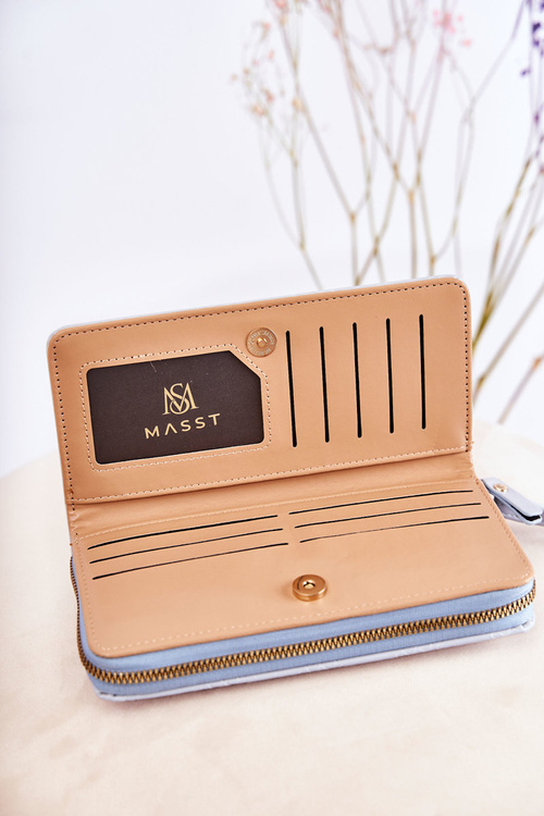 Dámská velká peněženka s ornamentem Světle modrá Fabio