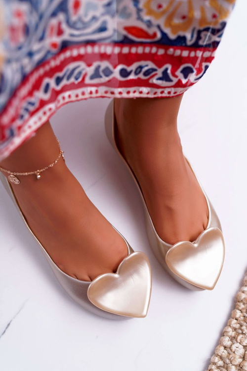 Zlaté dámske baleríny Meliski Diamond Hearts