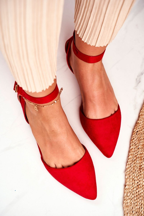 Ženské baleríny ploché červené pre opasok v Spitz Allison