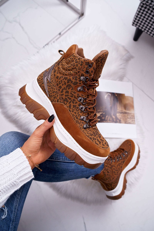 Dámská treková obuv zateplená Leopard Greem