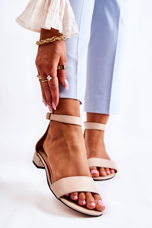 Dámske kožené sandále béžové Shanley