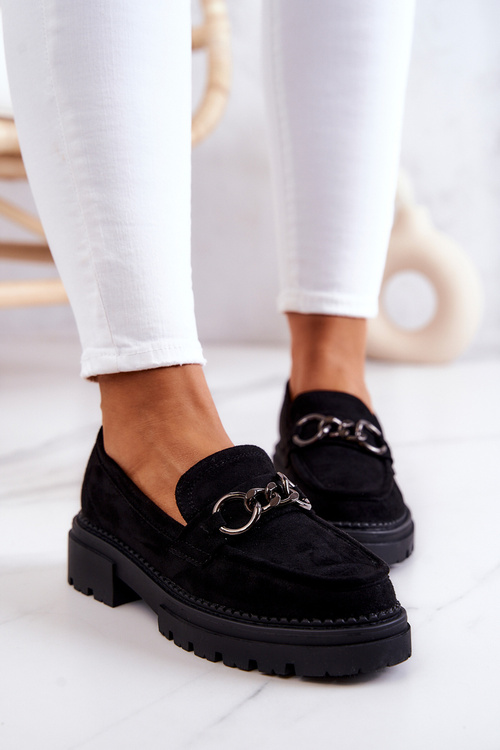 Dámske semišové topánky Loafer la.fi čierne vily