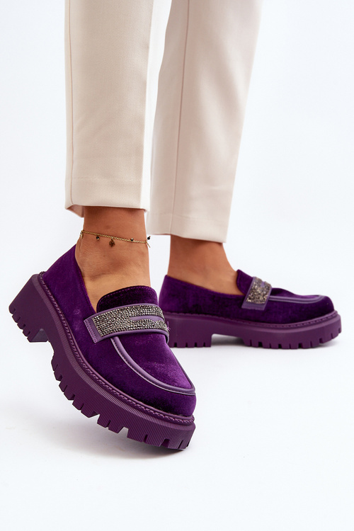 Dámske Sametové Mokasíny s Ozdobou Fialové Wendreda