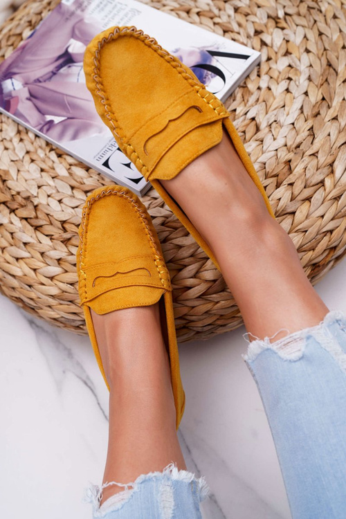 Ženské mokasíny žlté semišové bolero
