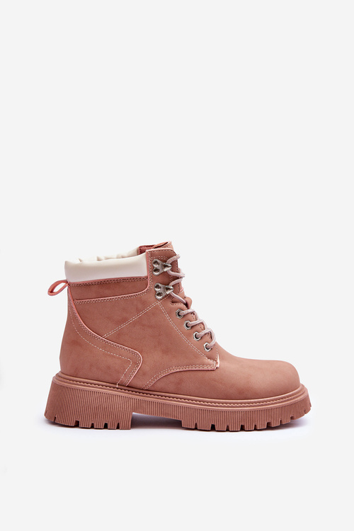 Dámské kožené oteplovací traperky růžové Poles