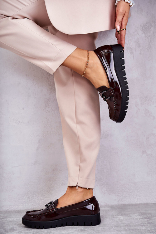 Lakované Mokasíny Na Platformě Burgundské Kjersti