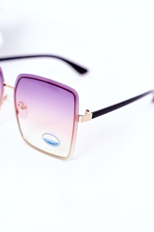 Zlaté štvorcové okuliare fialové a žlté ombre