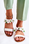 Módne sandále s korálkami biela halle