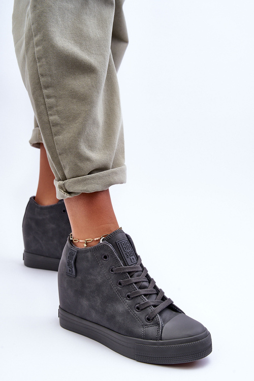 Dámske kožené tenisky na veľkej hviezde MM274005 Gray Wedge