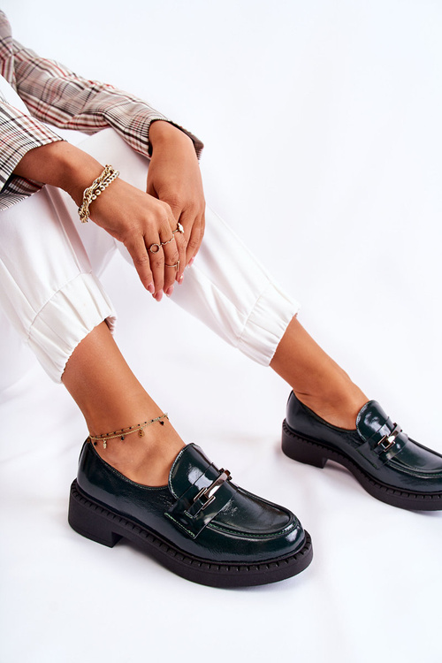 Lakované Boty Se Stříbrným Ornamentem zelená Hestill