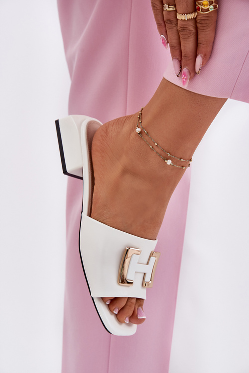 Elegantní Dámské Pantofle Na Klíně Se Zlatým Detalem Vinceza 62229 Bílé