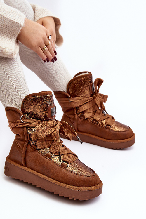Dámske snehové topánky s viazaním D.Franklin DFSH370006 Brown