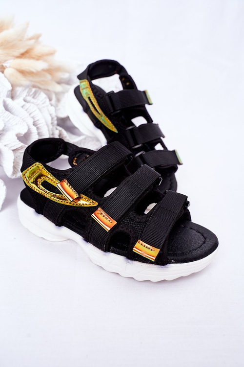 Detské športové sandále pre suchý zips čierny Flyn
