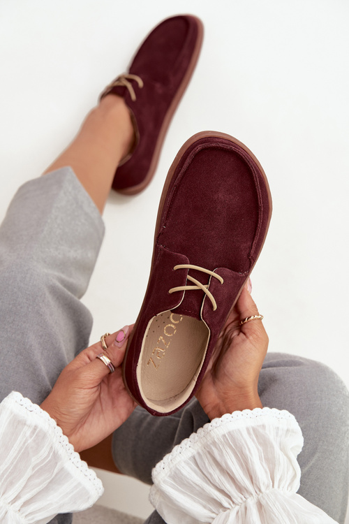 Dámské polobotky typu barefoot z přírodního semiše Zazoo 327 bordó