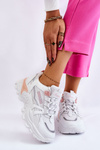 Módní dámské tenisky na platformě bílo-růžové biko