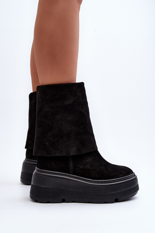 Suede Boots na čiernej platforme Maciejka 05319-01