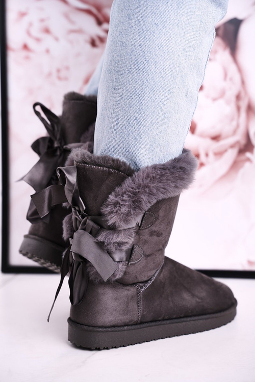 Dámske snehové topánky s stuhou izolovanou šedou kožušinou Kaylee