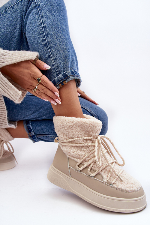 Dámske snehové topánky na platforme Ahatissa Light Beige Platform