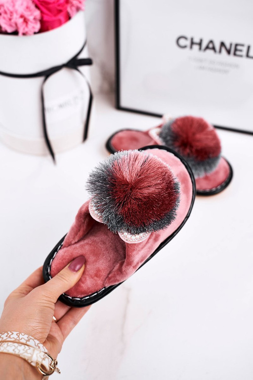 Dětské Domácí Pantofle S Bambulí Růžové Cinderella