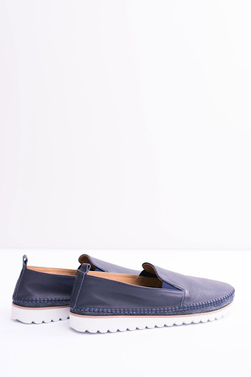 PELUGU Navy Blue Pánske kožené mokasíry