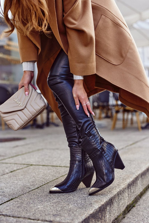 Dámské Boty Kovovou špičkou Print Cerné Eternally