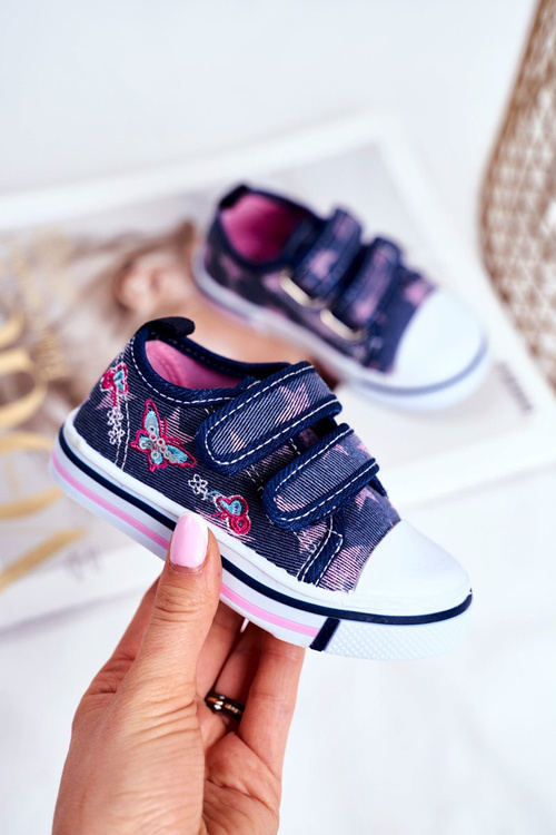 Dětské tenisky se suchým zipem tmavě modré Junalo