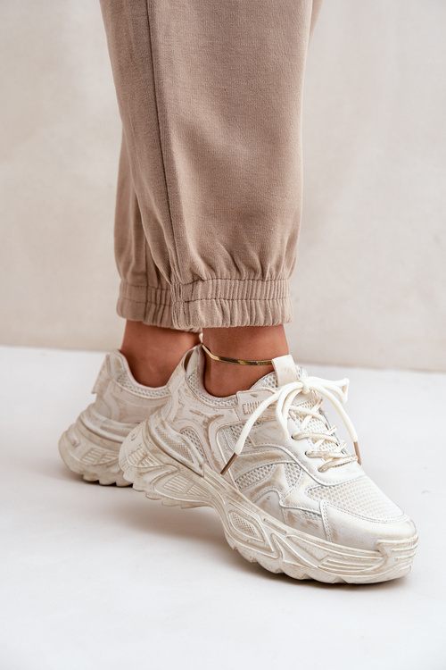 Dámske Tenisky S Odrhnutím Na Platforme Béžové Seladwen