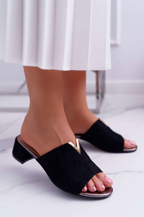Klasické elegantné dámske papuče na bloku Black Demema