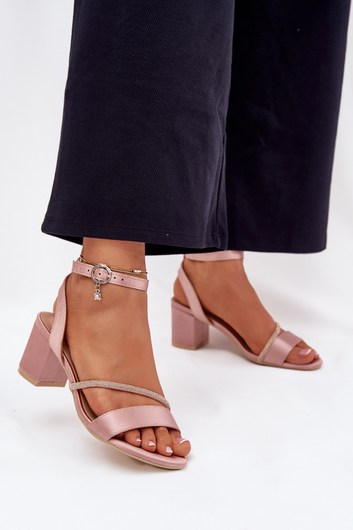 Dámské Sandály Na Podpatku S Krystaly Vinceza 20268 Béžové