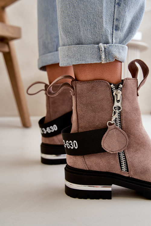 Zateplené dámské boty na zip tmavě béžové Calvaro