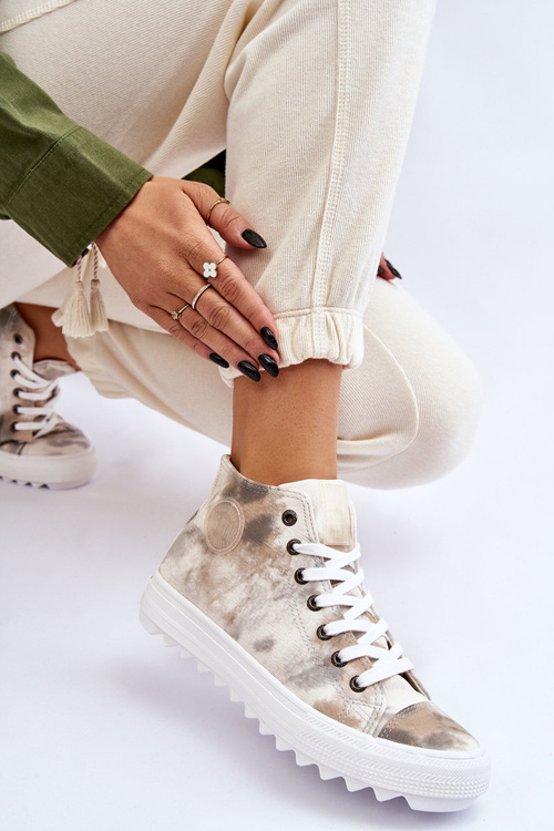 Dámska vysoká hviezda LL274047 Biele a zelené tenisky