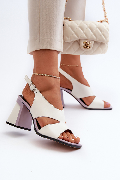 Dámske sandále na opätku biele D&A MR38-153