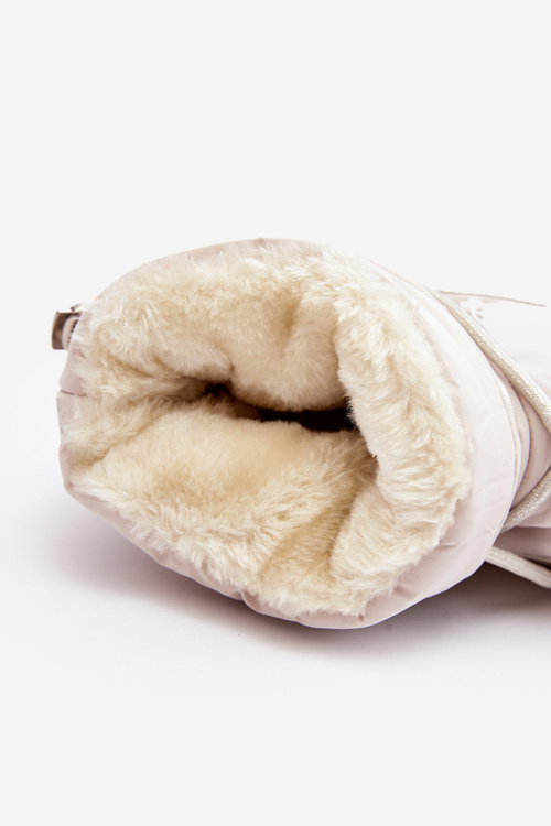 Dámske snehové topánky na plošine s béžovou fleure viazaním