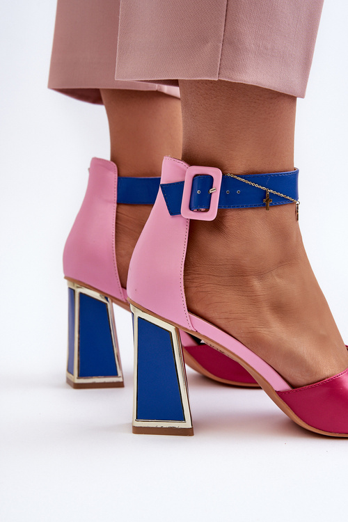 Elegantní dámské sandály na podpatku růžové Rosazara