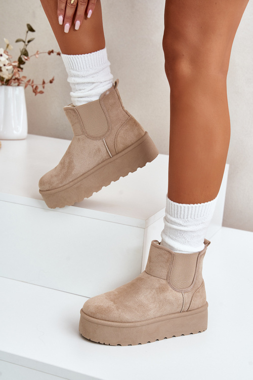 Dámské Sněhule Na Platformě S Elastickými Vložkami Světle Béžové Rialine