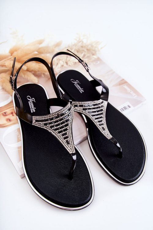 Dámske gule flip -flops s dekoráciami čierna Atlanta