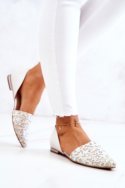 Elegantné kožené baleríny Laura Messi 1110 Béžová