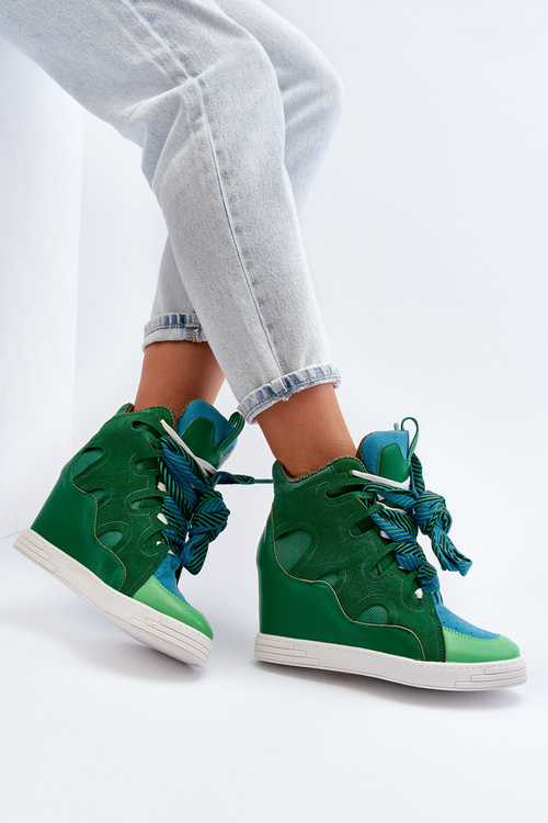 Dámske tenisky na cucli zelené Leoppa