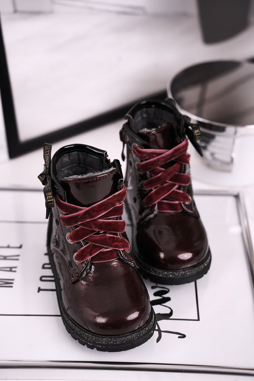 Dětské boty lakované zateplené wine Essie