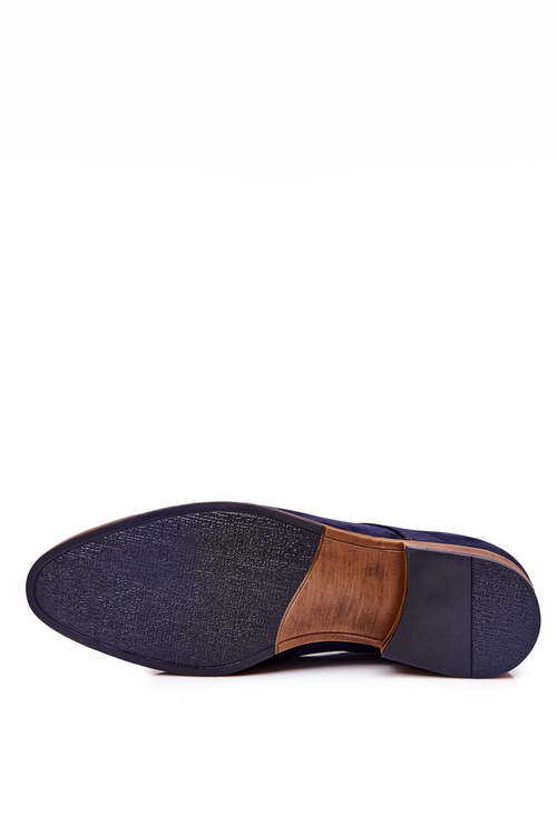 Elegantné kožené topánky nubuk bednarek 684 Navy modré