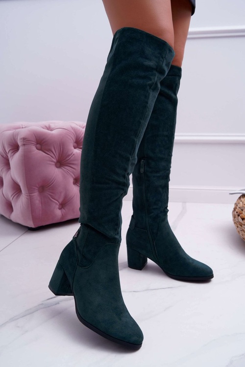 Dámské Kozačky Na Podpatku Semišové zelené Torgos